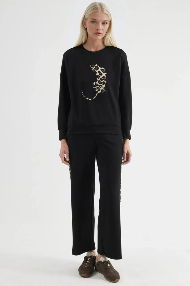 Soft Touch Modal Textured Leopard Printed Tracksuit Set