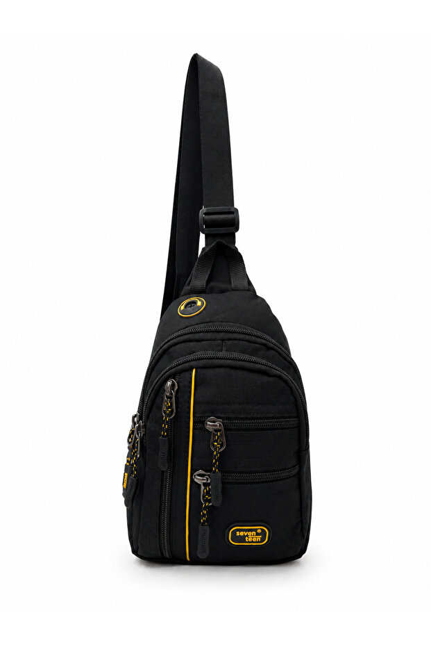 Seventeen Unisex Small Size Multi-Compartment Crossbody Body Bag Black-Yellow
