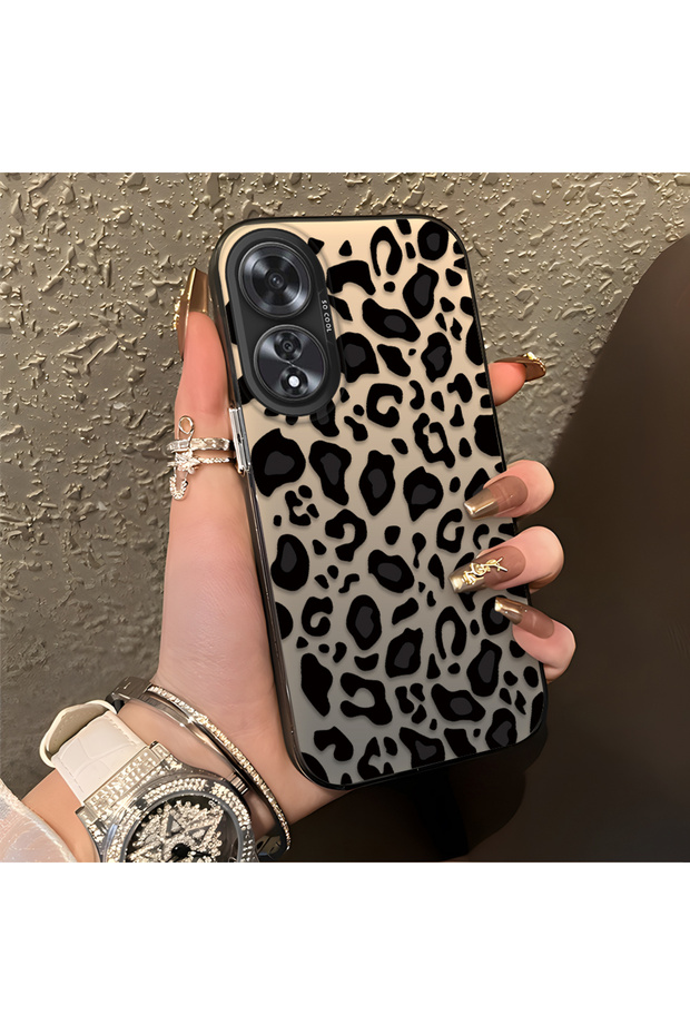 Oppo A60 Compatible High Quality Black Leopard Phone Case, Shockproof Protective Cover