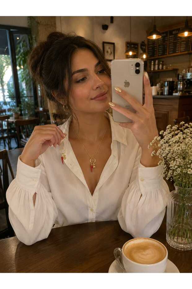Steel Gold Pepper Charm Necklace – 45 cm