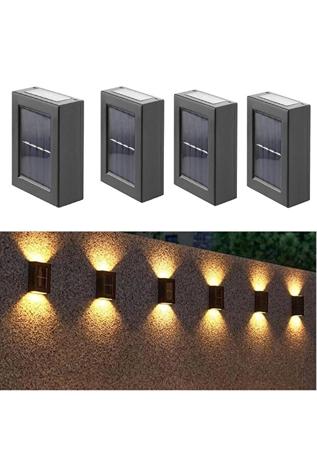4-Piece Solar Wall Lights Outdoor Sunlight Sensor Waterproof LED Sconces Modern Deck Porch Lighting Decorative Home Patio Lights