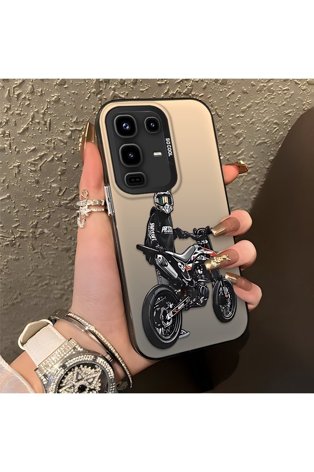 Infinix Note 50/Note 50 Pro Compatible Motorcycle Rider Drawing Printed Men's Style Phone Case with Helmet