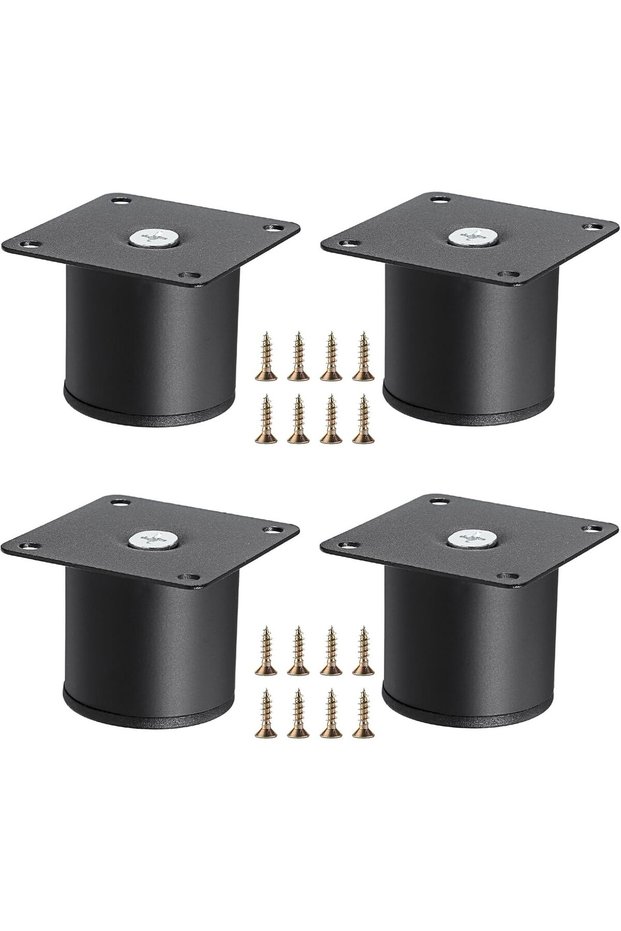 4-Piece Set 2-Inch Stainless Steel Furniture Legs Metal Cabinet Table Legs Black Round Risers Coffee Table Sofa TV Cabinet Chair