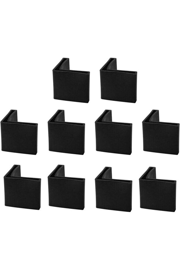 Black 25mm x 25mm 10-pack chair leg cover angle iron L-shaped furniture table leg caster end cover corner protector plastic