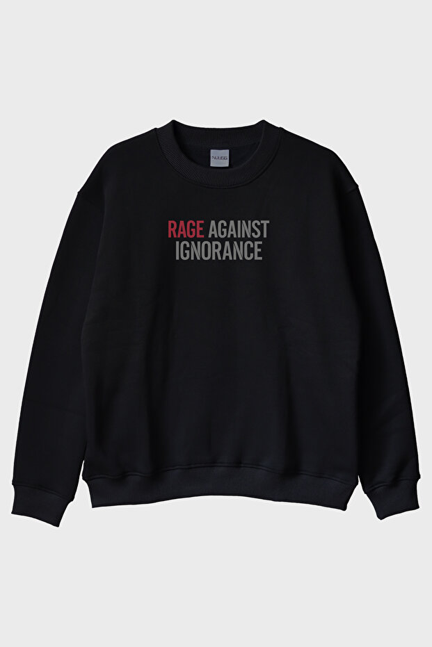 سويت شيرت أسود برقبة دائرية من Rage Against Ignorance
