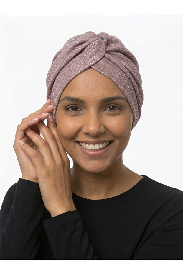 Cotton Faded Rose Patterned Draped Front with Agraf Detail Stylish and Comfortable Hijab Bonnet