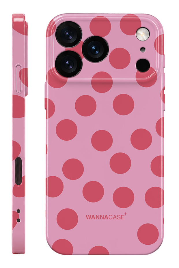 iPhone 17 Pro Max Pink Polka Dot Essential Slim Full Coverage Glossy Print Camera Protected Hard Phone Case