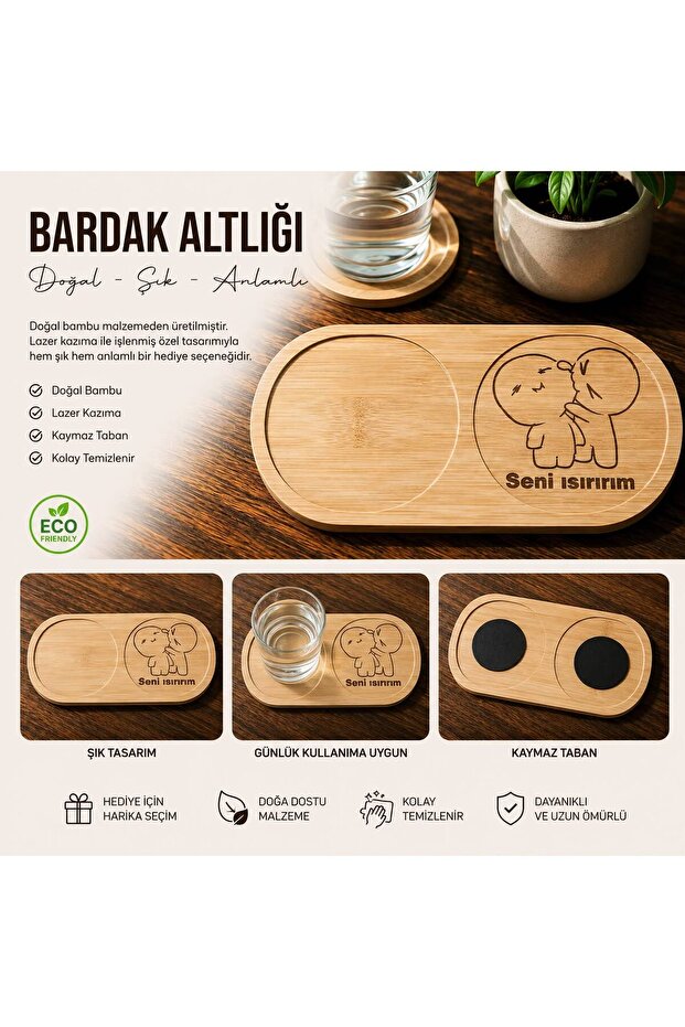 Bamboo Two-Compartment Coffee Presentation Tray