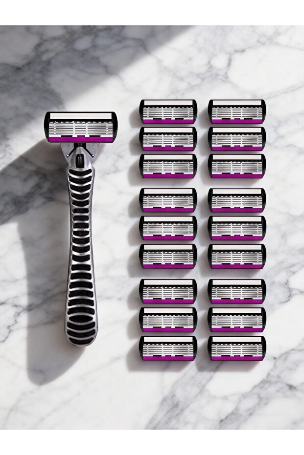 1Handle18 High Quality 6 Layer German Stainless Steel Safety Razor Blade Man Shaving Cartridges Comp