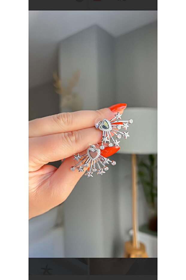 Silver color heart earrings