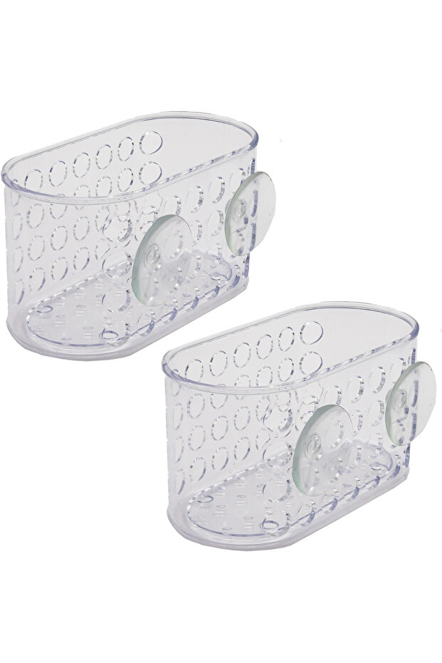 Bathroom storage basket, kitchen and toilet no-drill transparent draining storage basket, traceless storage basket - transparent