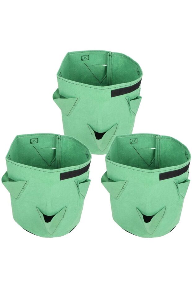 Light green strawberry growing bags. 7 gallons. 6 openings. for flowers and vegetables. Indoor/Outdoor. 3-pc set. Medium 30x35 cm (26 liters)