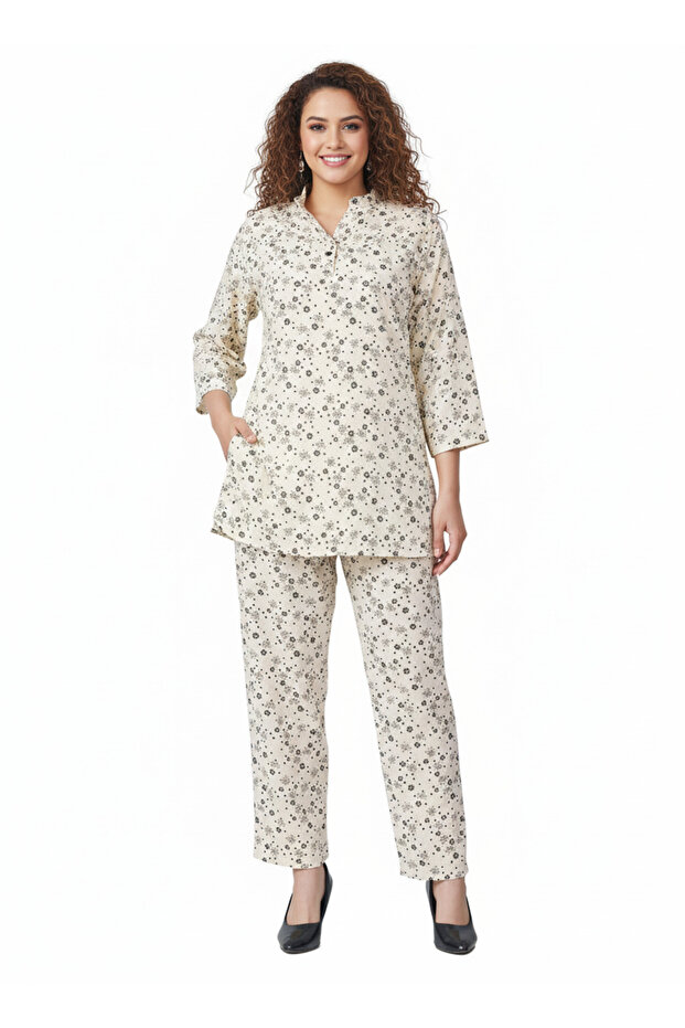 Opal Bloom Printed Kurti Co-ord Set Imported Chiffon | Rizqé by Zadine Luxury Wholesale Modest Wear