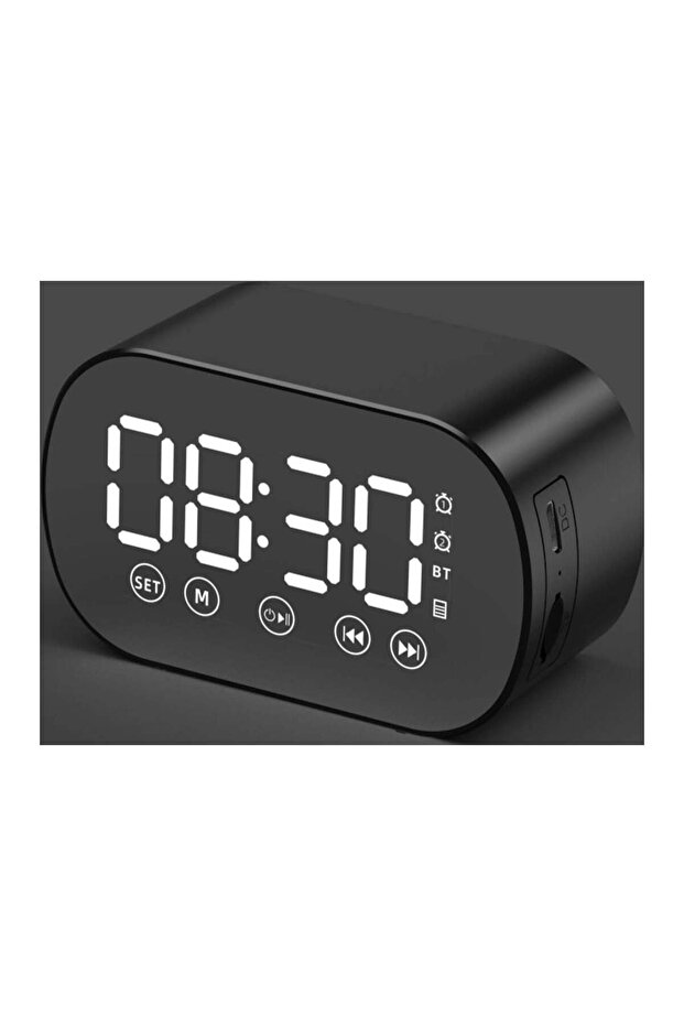 Large Digital Alarm Clock Backup Battery Wireless Bluetooth Speaker Radio Electronic Desktop Clock for Children Bedroom Black