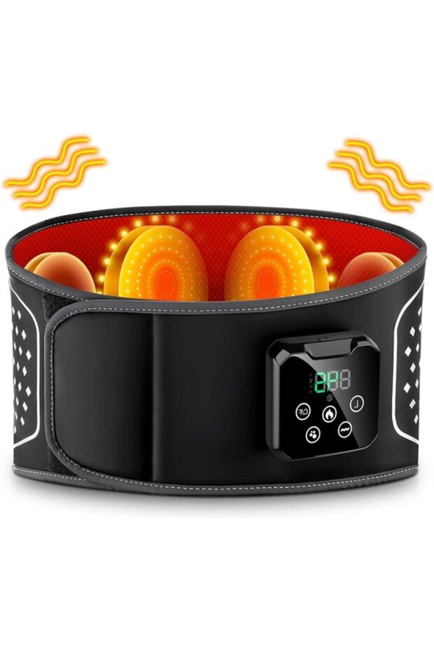 Lower Back Massager - Heating Pad - Back Pain Relief - Adjustable Strap - 27 cm - Black