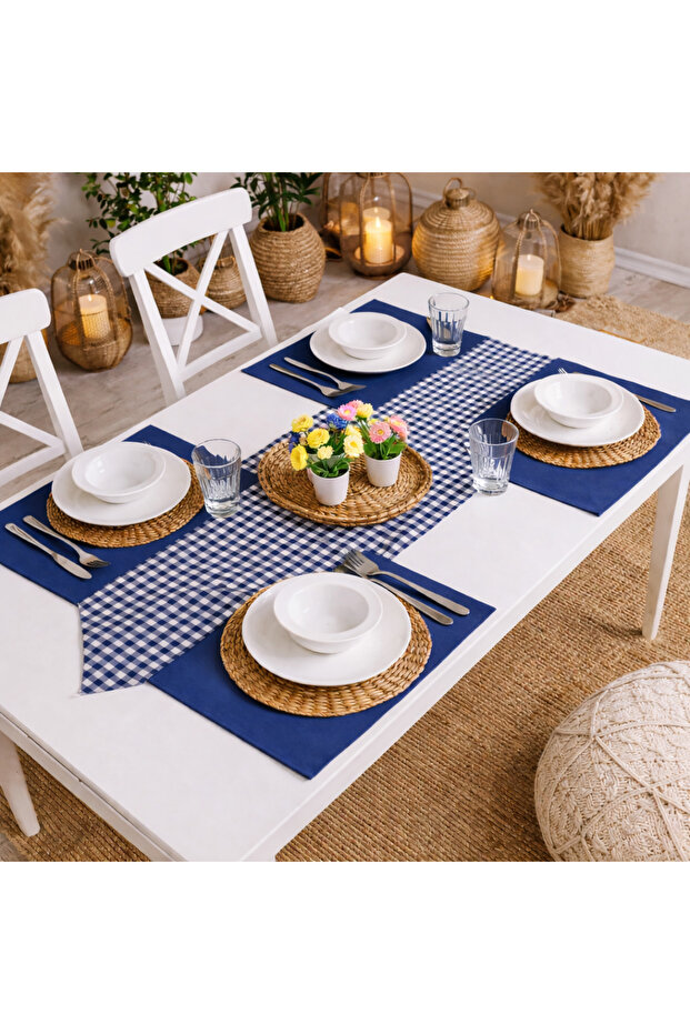 40X100 Pöti̇ Square Runner - 4-Piece Supla Tableware Set