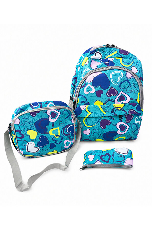 Girls' School Bag Set of 3 Backpack-Lunch Bag-Pencil Case
