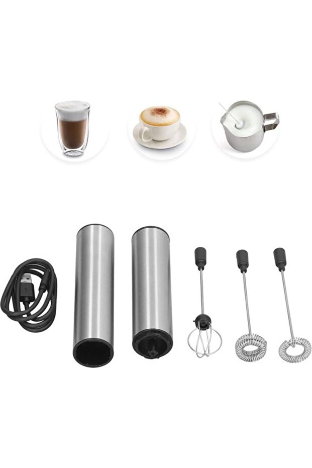Handheld rechargeable milk frother whisk - electric stick blender with USB connection