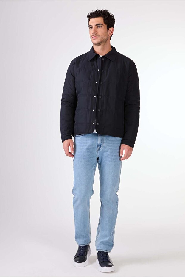 Men's Slim Fit Navy Blue Coat