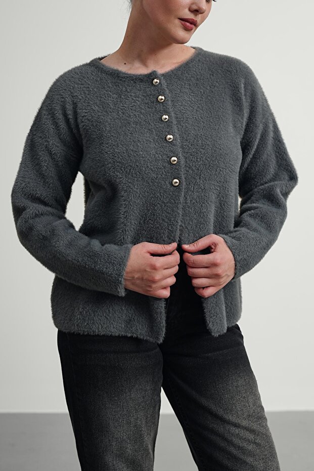 Women's Top Buttoned Soft Beard Knitwear Cardigan Glc1150