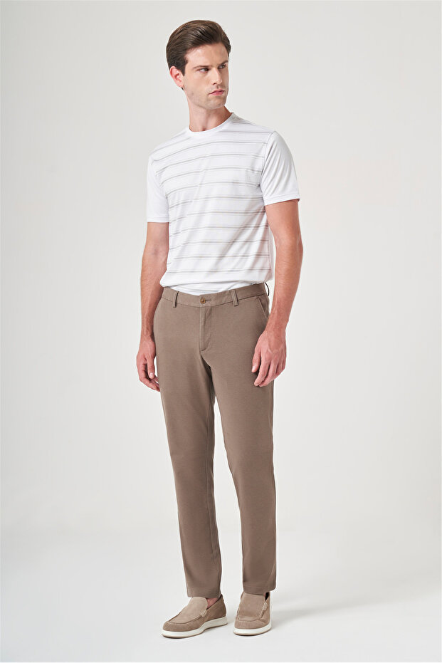 Mink Side Pocket Knitted Slim Fit Casual Cotton Chino Trousers 1003260905