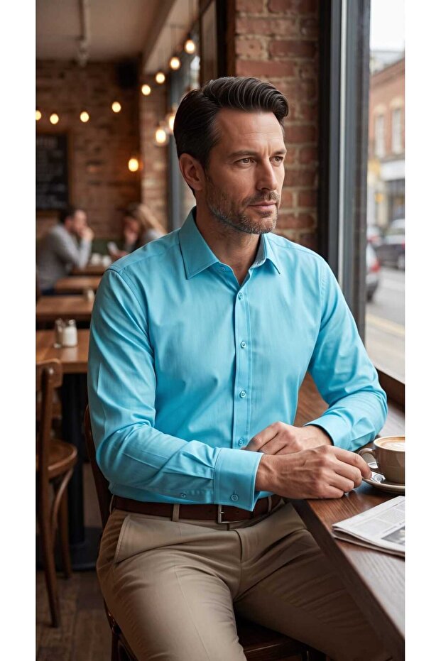 Plain Long Sleeve Lycra Men's Shirt