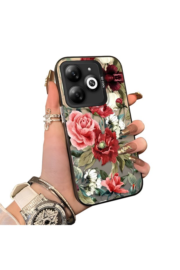 Infinix Smart 8/8 Pro/8 Plus Compatible Hard Acrylic Back Silicone Edge Lens Protection Case