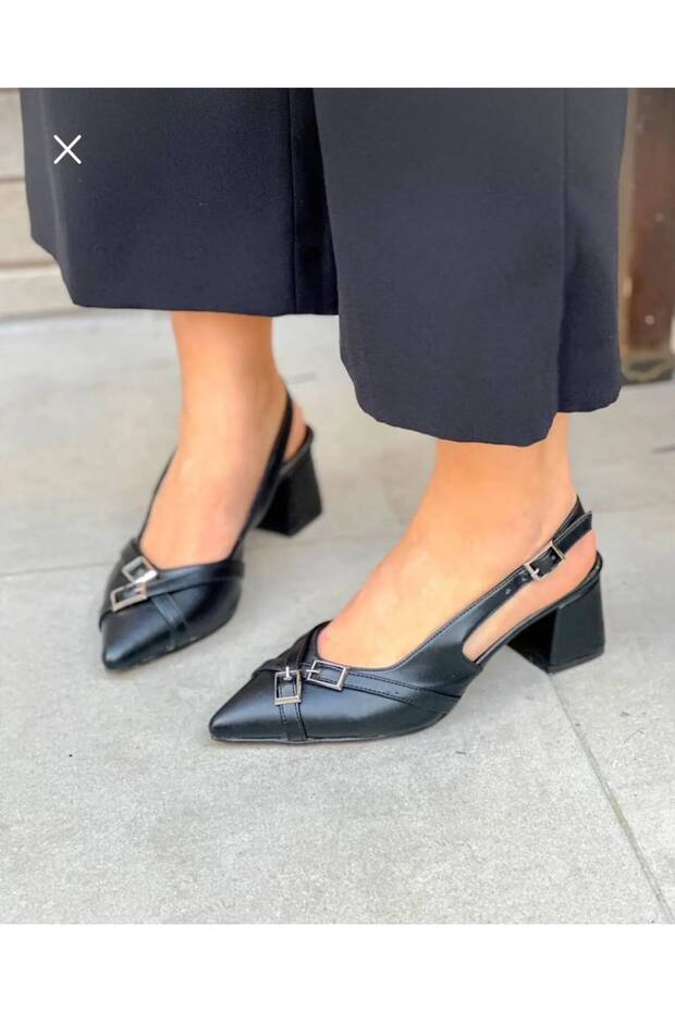 5 cm Heel Sandals with Own Black Leather Buckle