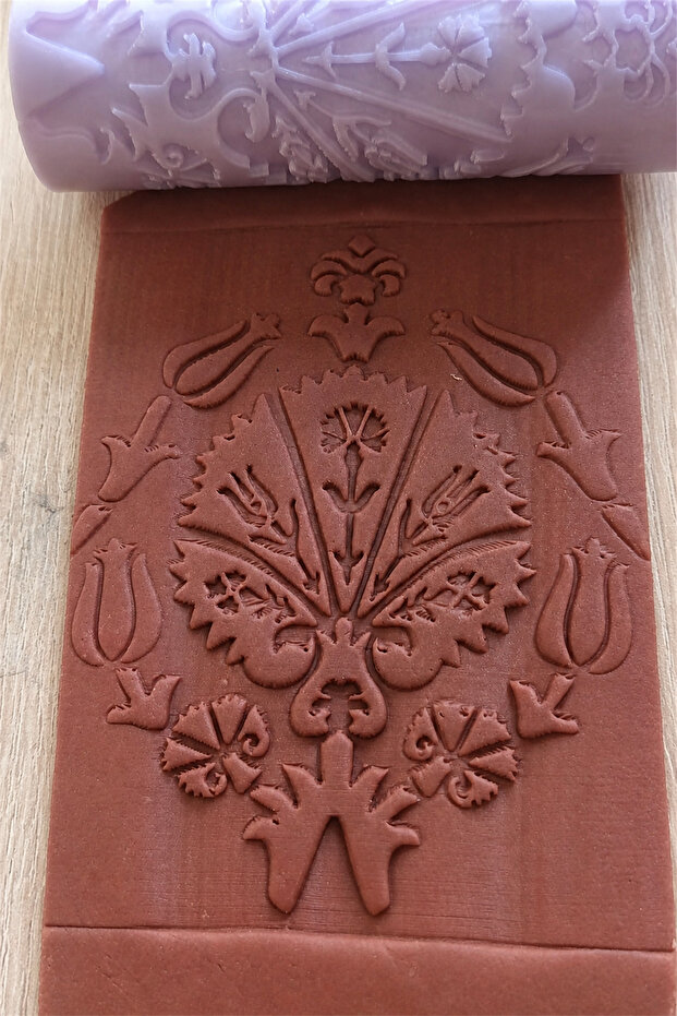 Mutlutren Traditional Ottoman Motif Patterned Texture Roll 10 cm – Clay, Ceramic, and Sugar Paste Roller