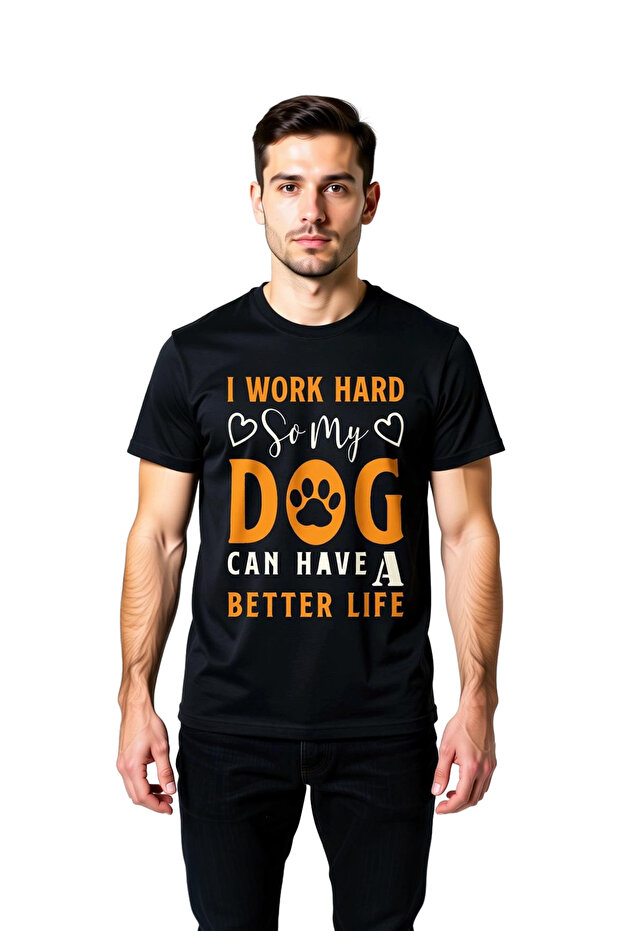 I Work for My Dog Printed Men's T-Shirt