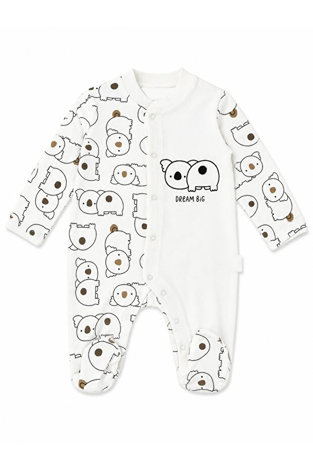 Unisex Baby Koala Printed Booties Romper 100% Cotton Long Sleeve Snap Romper 0-9 Months
