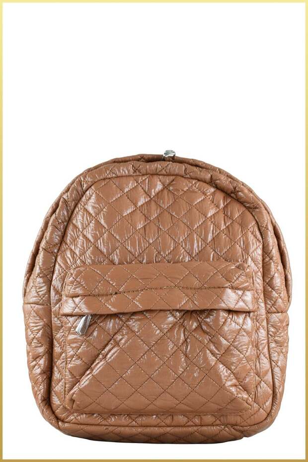 Sima Women's Quilted Parachute Fabric Backpack - Tan