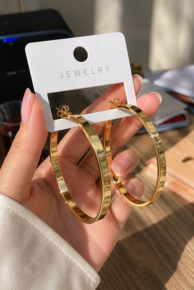 Gold Thick Hoop Earrings