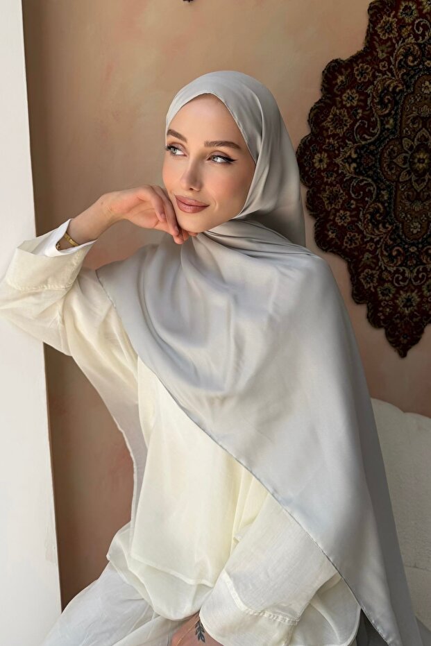 Gray Evening Dress Crystal Silk Shawl