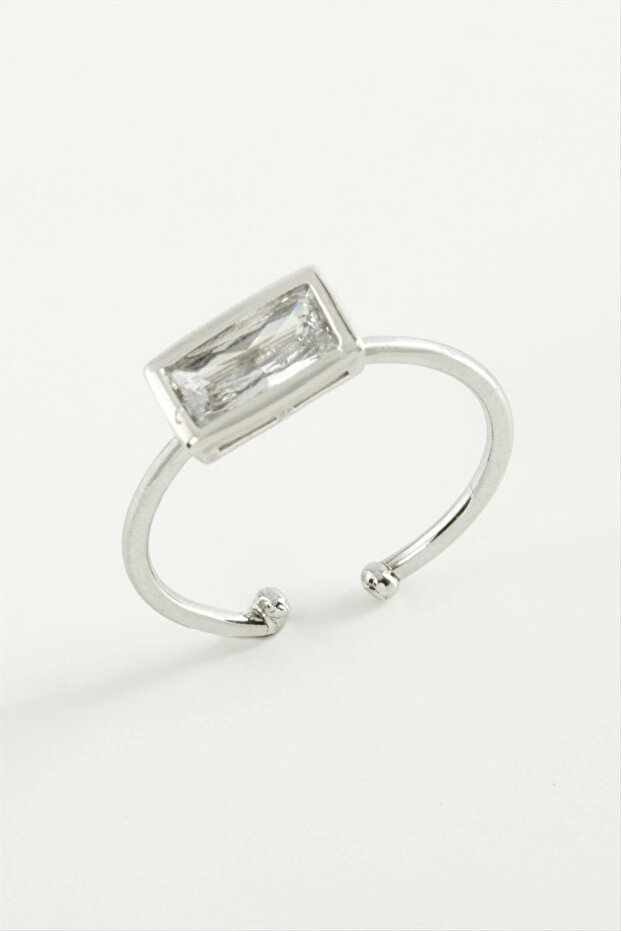 Rectangular Zircon Stone Ring - 1