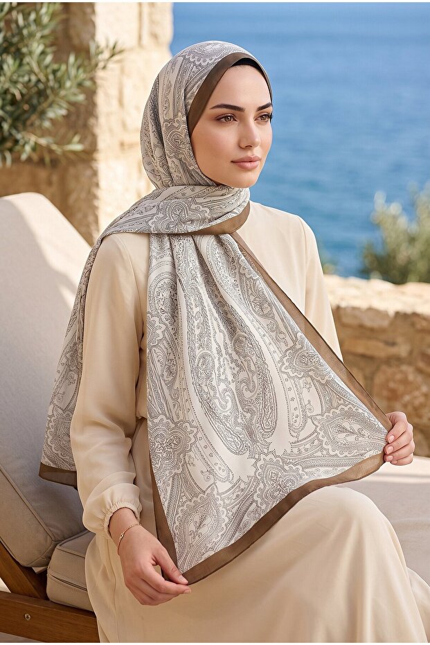 Authentic motif shawl series dark mink