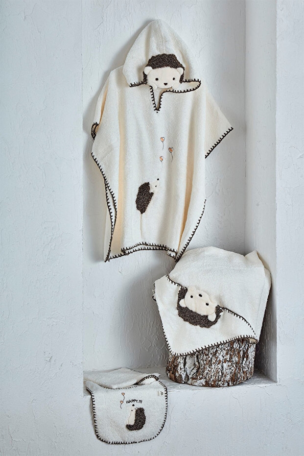 Migala Ecru Baby 100% Organic Cotton 4-Piece Poncho Set
