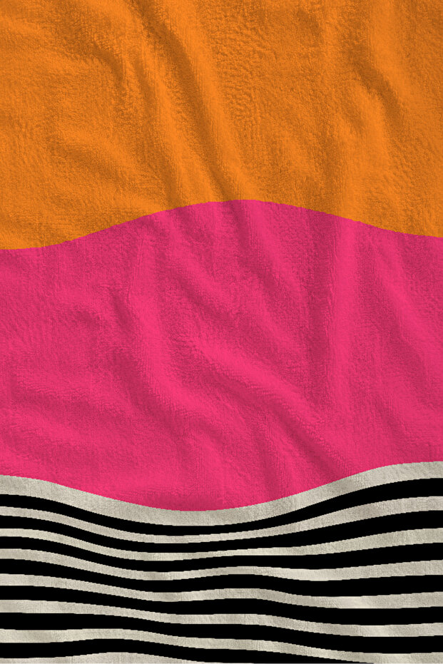 Orange Pink Black Color Block Striped 70X150 Beach Towel - Digital Printed Bath Towel