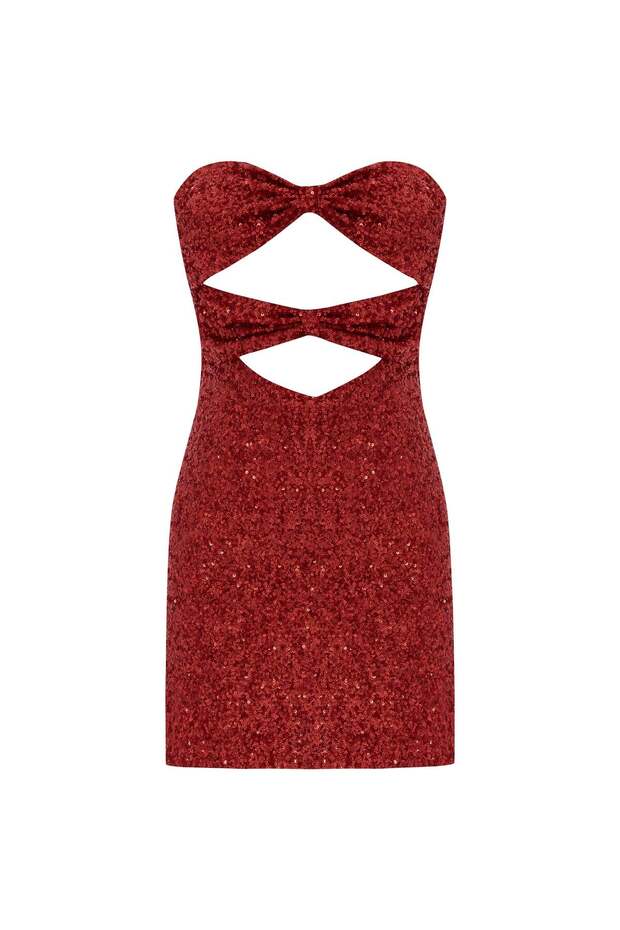 Nerissa Sequined Mini Dress Red