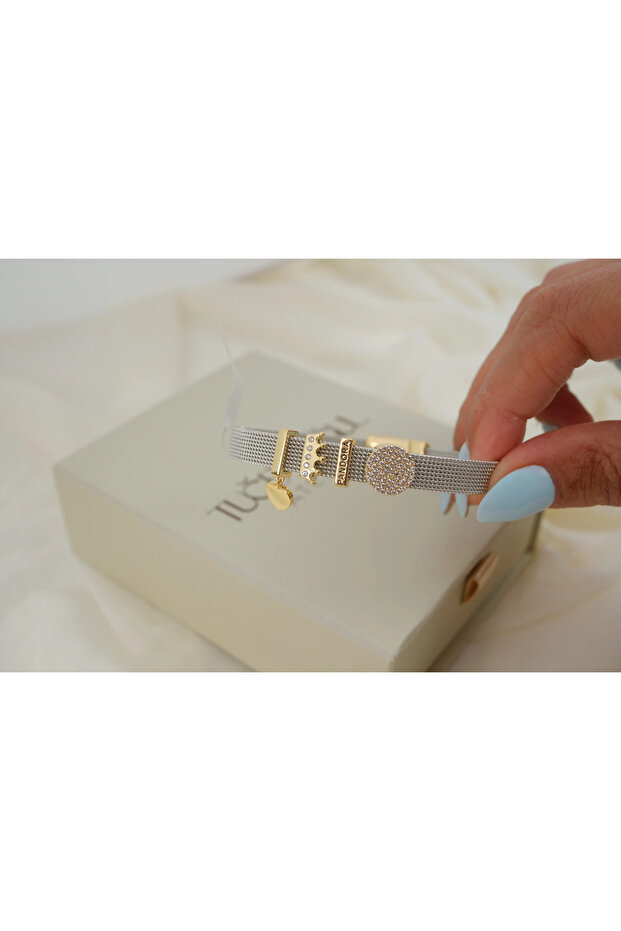 Blk645 Charm Detailled Silver Wicked Bracelet (17 cm)