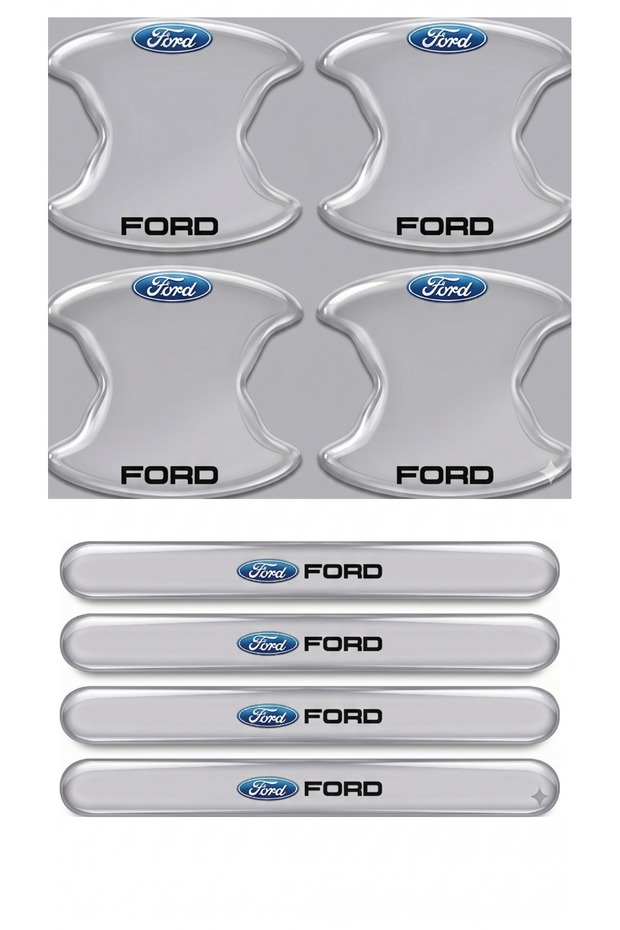 Premium Door Handle Anti-Scratch Protector (Set of 8) – Black & Transparent / Ford Compatible Accessory with Vehicle Brand Label