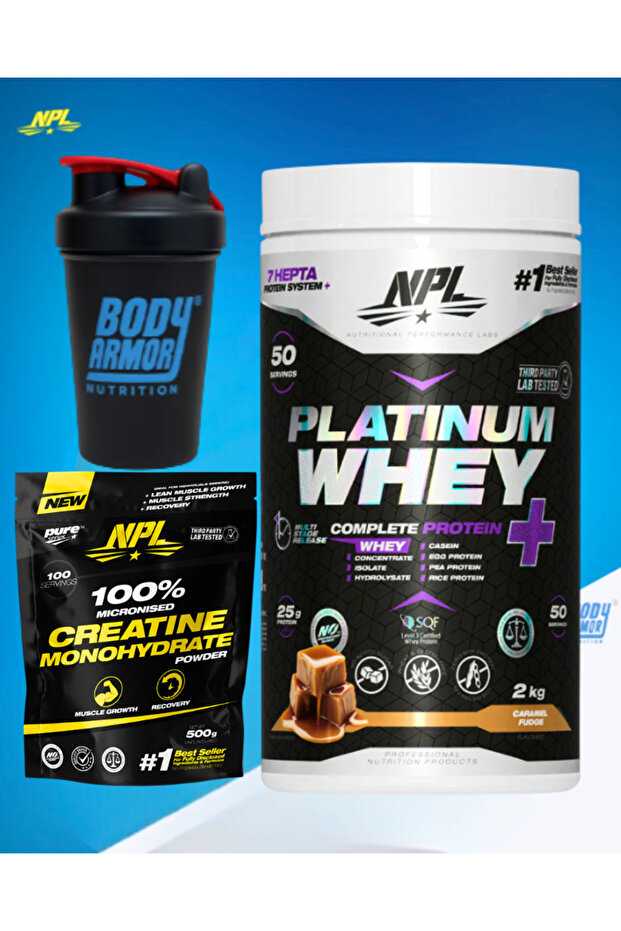 Platinum Whey 2kg with Creatine Monohydrate 500g | Protein & Creatine Fitness Combo Pack with Free shaker