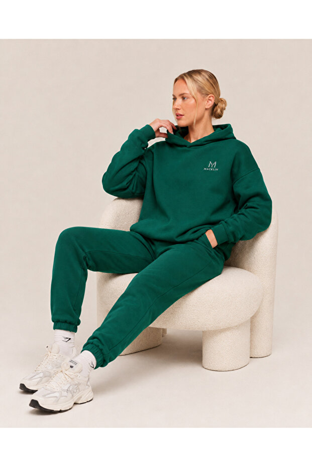 Women's m a C K L I N Logo Chest Printed Oversize 3 Thread Hooded Tracksuit Set
