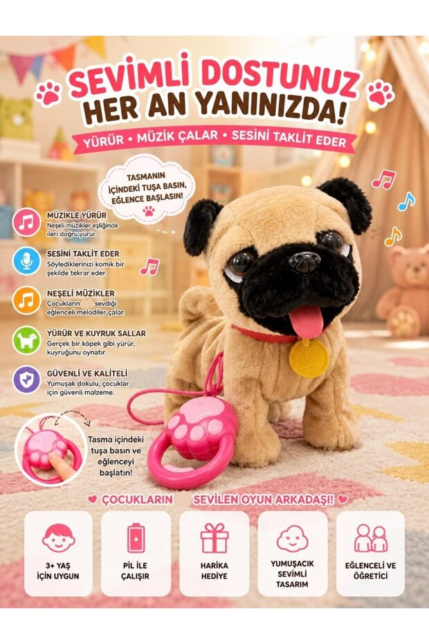 Cute Moving Sound-Creating Cat and Dog Toy – Walking, Musical, Sound Imitating, Tail Wagging Plush Toy