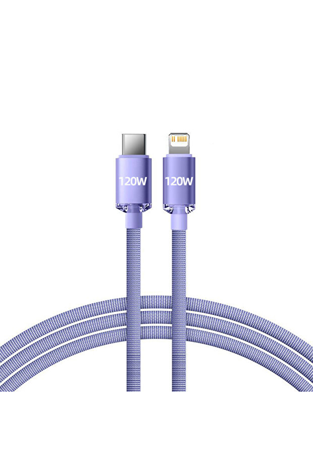 كابل USB-C إلى Lightning بطول 2 متر، لون بنفسجي، 120 واط، 6 أمبير، من NNBILI، للشحن السريع لهواتف آيفون 13 و12 و11 برو ماكس وXR و8
