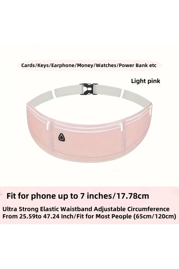 Pink Outdoor Waterproof Invisible Running Waist Bag Portable Sports Phone Fanny Pack Hidden Gym Bag
