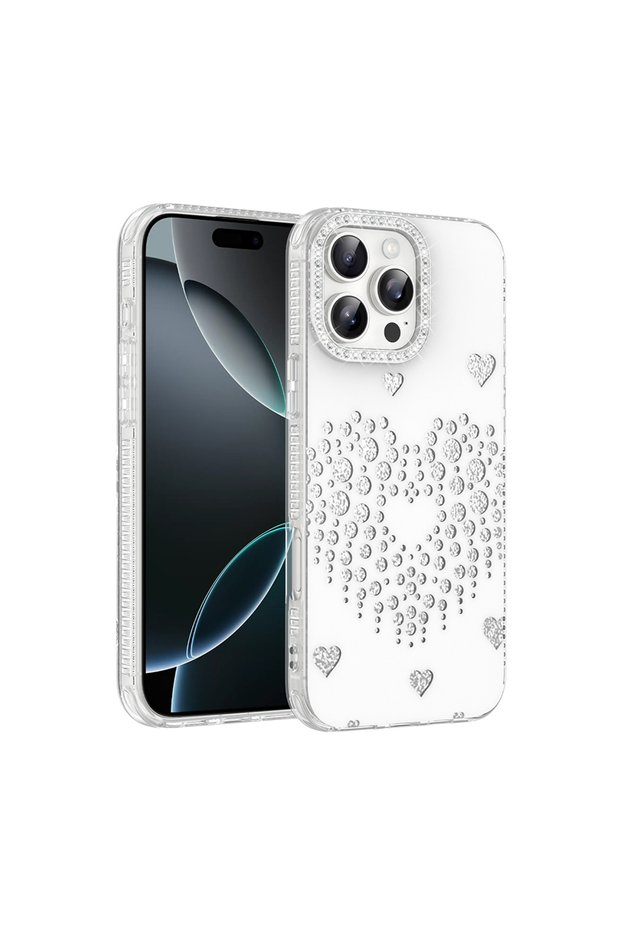 غطاء Rivas صلب من البولي كربونات متوافق مع حافظة Apple iPhone 16 Pro Max Damla Stone