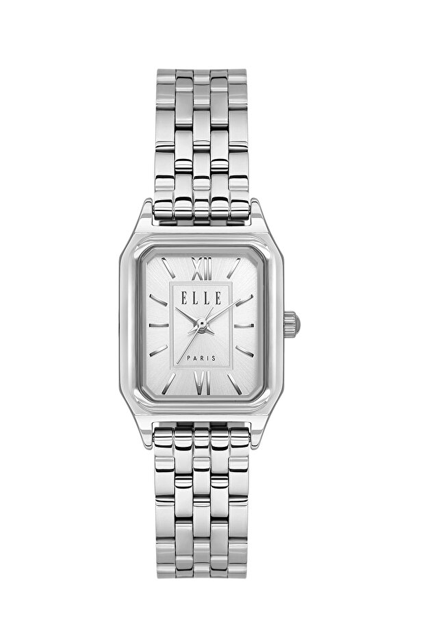 Elle Silver Metal Rectangular 21 mm Women's Wristwatch