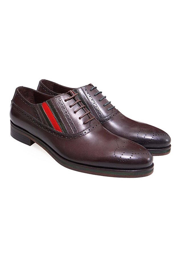 Brown Lace-Up Genuine Leather Men's Shoes
