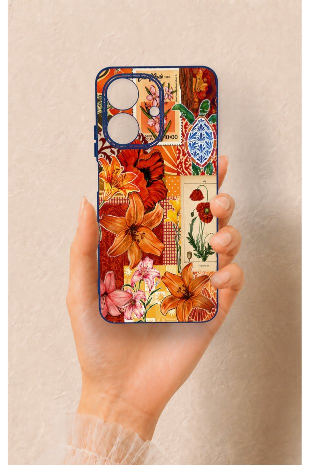 Realme Note 60 Compatible Orange Lily Patterned Silicone Case